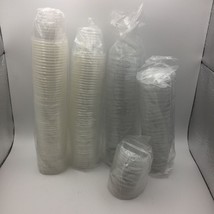 100 Plastic Condiment Cups Lids Kitchen Restaurant Mustard Ketchup Relis... - £7.96 GBP