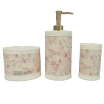 CROSCILL Antique Rose Floral Lotion Dispenser Tumbler and Toothbrush Holder - $90.00