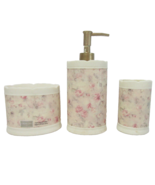 CROSCILL Antique Rose Floral Lotion Dispenser Tumbler and Toothbrush Holder - £70.29 GBP