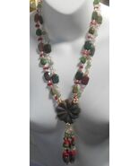 Vintage Massive Multi-color Gemstone Pendant Necklace 22" - $350.00