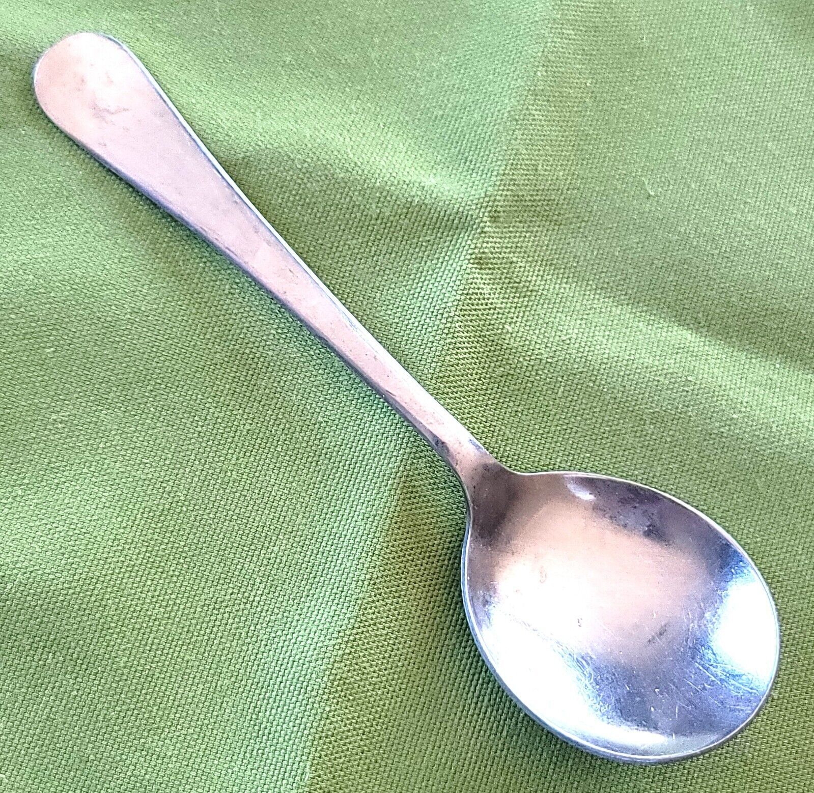 Cream Soup Spoon Majesco Stainless Unknown Pattern Glossy USA 6&quot; Rounded... - £4.46 GBP