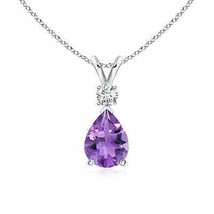 ANGARA Amethyst Teardrop Pendant in 14k Solid Gold (Grade-AA Size-8x6) - £537.81 GBP