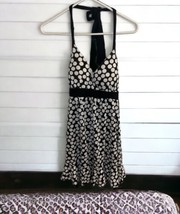 Vanity Women&#39;s White Black Polka Dot Halter Sundress Size Medium Short R... - $18.76