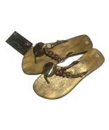 Pano New York Beaded Thong Flip Flops Size 10 Brown - £4.45 GBP