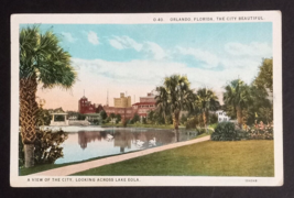 A View of Orlando Florida Looking Across Lake Eola Curt Teich Postcard c... - £5.57 GBP