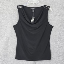 White House Black Market Blouse Womens Large Black Drape Neck Sleeveless NWT - £18.01 GBP