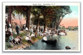 Crowded Beach Boating at South Park Rochester New York NY UNP WB Postcard Q23 - £2.35 GBP