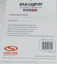 Shalam Imports Brand Eurogear Extreme Adventure Clear Backpack Black image 5