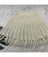Vintage 70s Crochet Knit Poncho Sweater One Size Ivory White Pullover Fr... - €31,96 EUR