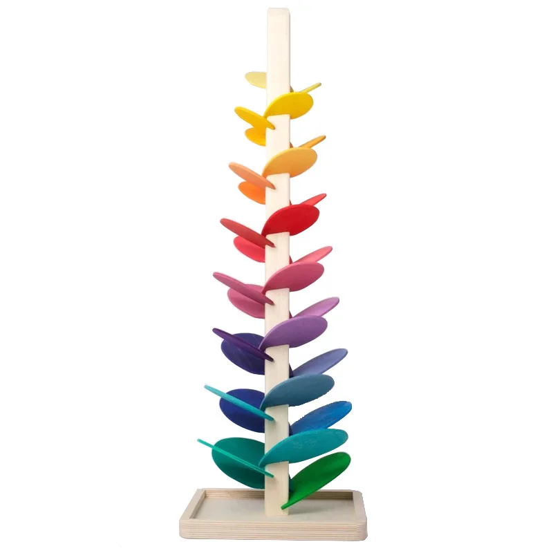 Colorful Tree Marble Ball Run Track Building Blocks Kids Montessori Wooden Toys - £11.62 GBP+