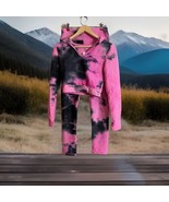 Lydaa Women’s Tie Dye Honeycomb Hoodie And Ruched Legging Set Sz L/XL Pi... - $28.57