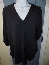 Adrianna Papell Black Roll Tab Sleeve Tunic Shirt Size S Women&#39;s Euc $49 - £16.61 GBP