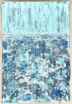 Moon Glow - Original Art Handmade Blue Silver Textured Acrylic Painting - £168.15 GBP