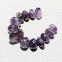 13pcs Natural Amethyst Rondelle Beads Loose Gemstone 51.40cts Size 8mm To 13mm - £6.81 GBP