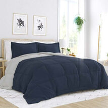 Full/Queen 3-Piece Microfiber Reversible Comforter in Navy Grey - $106.68 CAD