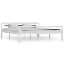 Bed Frame White and Black Metal 180x200 cm Super King - £96.38 GBP