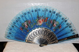 FAN ( SMALL HAND TYPE FAN ) WITH FLOWERS FLOWER SEQUINS A4 - £6.20 GBP