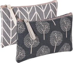 2 Pcs Canvas Cosmetic Bag Multi Function Small Zipper Pouch Cute Makeup Pouch Tr - £16.62 GBP