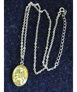 Silvertone Chain w Vintage Double -Sided Oval Religious Pendant Necklace... - £8.84 GBP
