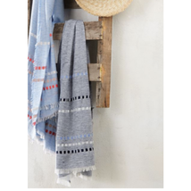 New Mud Pie Heathered Lightweight Scarf with Chenille Pop Stripes, Blue - £17.22 GBP