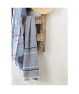 New Mud Pie Heathered Lightweight Scarf with Chenille Pop Stripes, Blue - £17.45 GBP