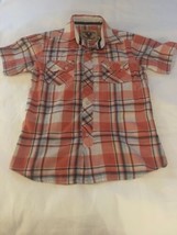 Boys Size 7 American Heritage Orange Blue White Plaid S/S Button Up Shir... - $14.00