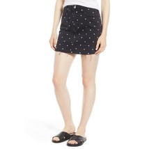 Current/Elliott Five-Pocket Cutoff Denim Mini Skirt Black Polka Dot sz 2... - $49.99
