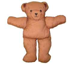 Vintage Cloth Doll Teddy Bear Fabric Panel 13&quot; Hand Sewn Brown Plush Stuffed Toy - £10.75 GBP