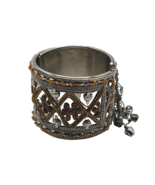 Tan Brown Silver tone Bracelet Bangle boho metal faux dangles bracelet-VTG - $348.51 MXN