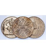 Great Britain Commemorative 3pc Crown Lot Coronation, Festival &amp; NY Exhi... - $104.42