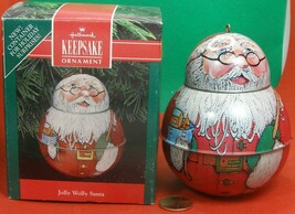 Hallmark Keepsake Ornament &quot;Jolly Wolly Santa&quot; Tin Container 1991 - $9.95