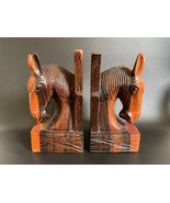 VTG Mid Century Modern Rosewood Horse Bust Bookends Carving Sculpture 8⅝... - £83.82 GBP