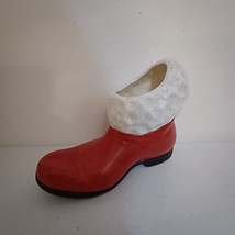 Santa&#39;s Boot Ceramic Mold Atlantic Planter Candy Cane Plant Holder Decor Vintage - £34.02 GBP