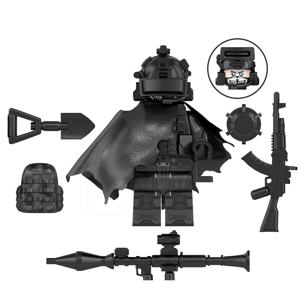 6pcs Special Forces Black Camouflage Commando Soldiers Minifigures Minifigs Toys Item image 2