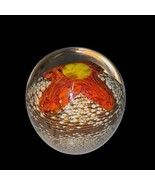Large Vintage Orange Yellow Splatter White Spiral Tornado Glass Paperwei... - $47.35 CAD