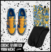 TIGER Socks for Dunk Low UCLA Blue Jay University Gold Yellow Michigan Shirt 1 - £16.18 GBP