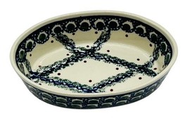 Polish Pottery Boleslawiec Lattice Floral Oval Dish 6 inch Soap - £14.93 GBP