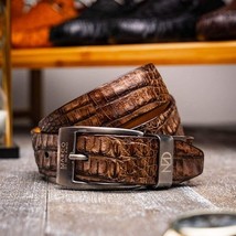 Silvio Genuine Exotic Caiman Fuscus-back Belt Washed Brown image 4