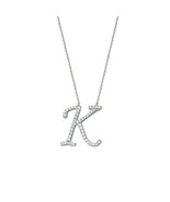 925 Sterling Silver CZ Initial Letter K Necklace Adjustable 16&quot;-18&quot; All ... - £70.52 GBP
