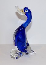 EXQUISITE MURANO ITALY ART GLASS BLUE DUCK WITH GOLD AVENTURINE 6 1/4&quot; S... - $89.09