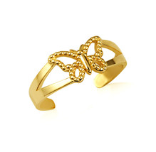 10K or 14K Solid Gold Beaded Butterfly Toe Ring - Yellow, White or Rose Knuckle - £119.80 GBP+