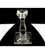 Vintage 5 1/4&quot; Glass Candlestick, SquareTapered Column, Notched Corners,... - $364.72 MXN