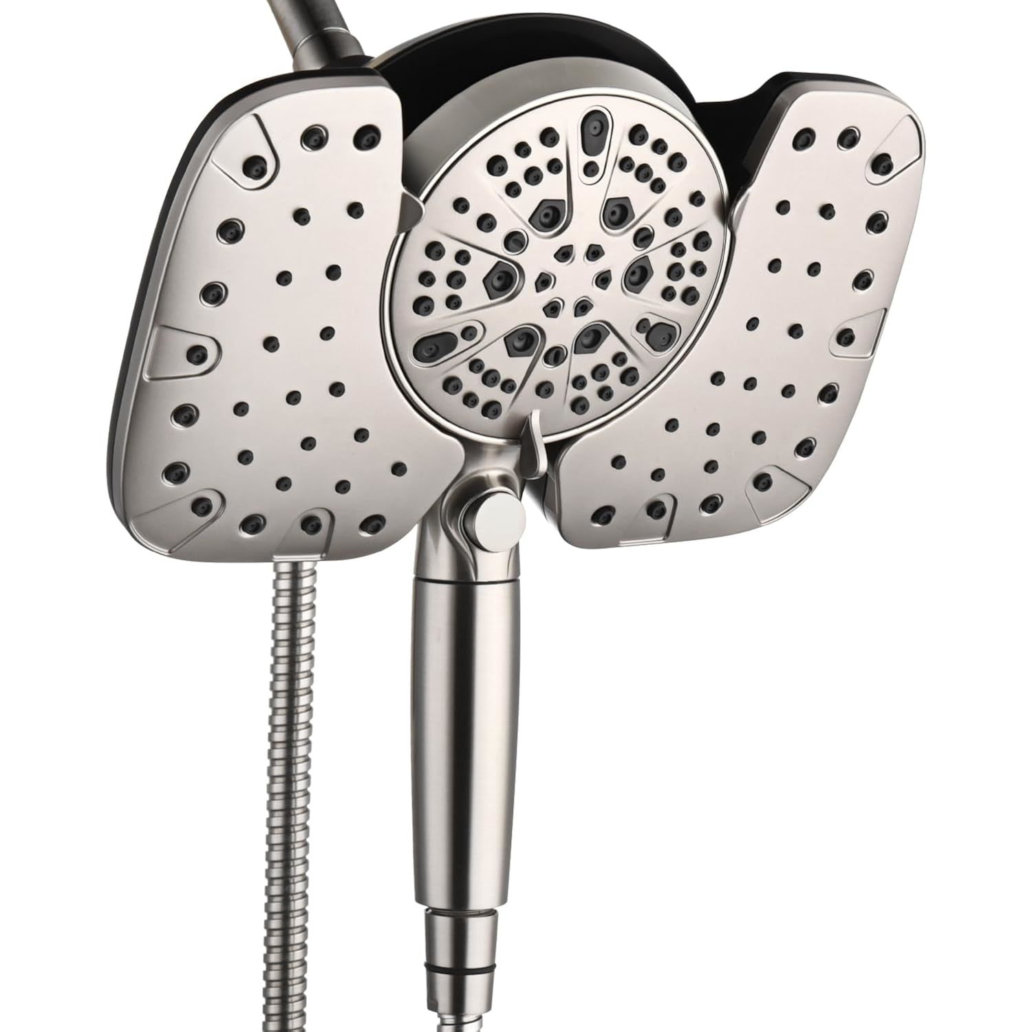 Nickel 2.5Gpm Shower Head With Handheld High Pressure: 10 Rainfall Shower Head &