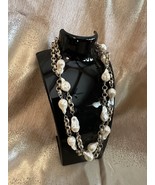 Faux Baroque Pearl  &amp; Gold Tone Opera Length Necklace - A Dramatic 45&quot; L... - $15.99