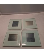 Picture Frame Coasters Clear Blue Tempered Thick Glass 4 Coasters Set St... - £38.30 GBP