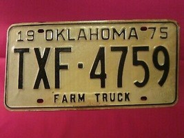 LICENSE PLATE Farm Truck Tag 1975 OKLAHOMA TXF 4759 Texas County [Y14 - $11.52