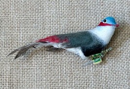 Vintage Felt Real Feathers Bird Figure Craft Piece Realistic - £3.90 GBP