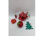 Lot Of (6) Vintage Christmas Holiday Ornaments 2-4&quot; Santa Apple Angel Tree - £34.14 GBP