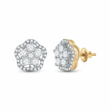 14kt Yellow Gold Womens Round Diamond Star Cluster Earrings 3/4 Cttw - £665.92 GBP