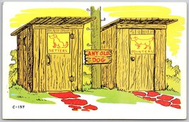 Postcard  Humor Outhouse Any Old Dog Setters Pointers - £4.52 GBP